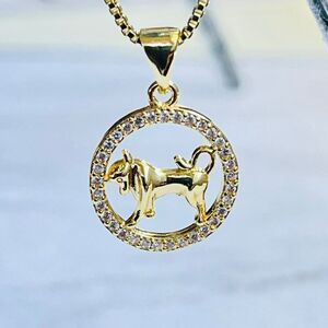 Gold Plated TAURUS Sing Zodiac‎ Horoscope Pendant Necklace NWOT